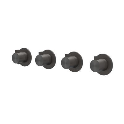 Afbouwdeel IVY Tribe Inbouwthermostaat 3 Stopkranen Symmetry Met Ronde Rozetten RVS316 Geborsteld Carbon Black PVD IVY