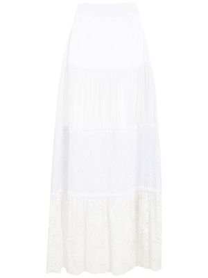 Amir Slama jupe mi-longue à broderie anglaise - Blanc