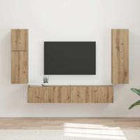 Tv-meubelset Wandgemonteerd 4 pcs Artisan Eiken Bewerkt hout