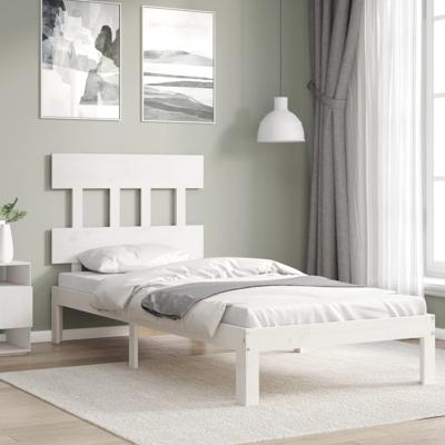 Bedframe zonder matras massief grenenhout wit 140x200 cm