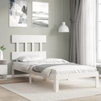 Bedframe zonder matras massief grenenhout wit 140x200 cm
