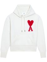 AMI Paris hoodie en maille à logo intarsia - Blanc - thumbnail