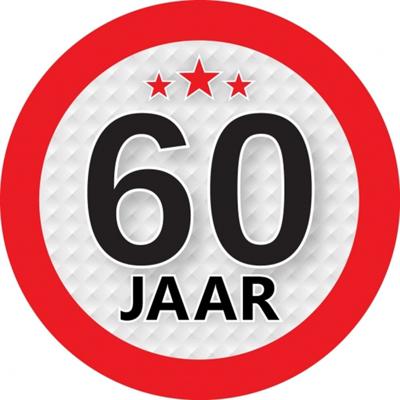 60 jaar leeftijd sticker - rond - Dia 9 cm - 60 jaar verjaardag - jubileum - leeftijd versiering