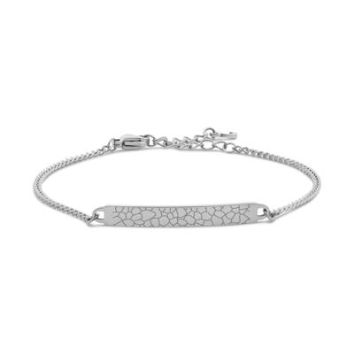 Gepersonaliseerde neusafdruk bar armbanden - Stainless steel - Gourmet chain - Zilver