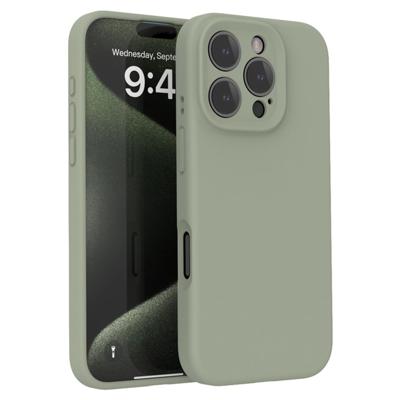 Lunso iPhone 16 Pro Max hoesje - Flexibel siliconen Backcover - Basil Groen