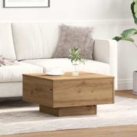 Salontafel artisanaal eikenkleurig 55 x 55 x 31 cm Bewerkt hout
