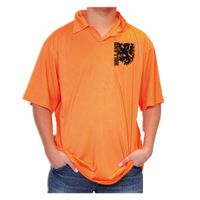 Oranje polo met zwart leeuwen logo 2XL  -