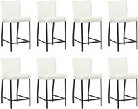 Set van 8 Gebroken witte leren moderne barkrukken Revolt - poot vierkant zwart - Toledo Leer Bianco (gebroken wit leer) Set van 8 Gebroken witte leren moderne barkrukken Revolt - poot vierkant zwart - Toledo Leer Bianco (gebroken wit leer)