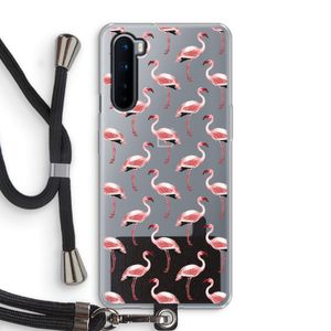 Flamingoprint groen: OnePlus Nord Transparant Hoesje met koord