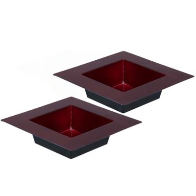 Plantenbak plantenpot - 2x - rood - 20 x 20 cm - kunststof - vierkant - op tafel - tafeldecoratie