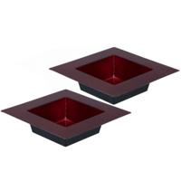 Plantenbak plantenpot - 2x - rood - 20 x 20 cm - kunststof - vierkant - op tafel - tafeldecoratie