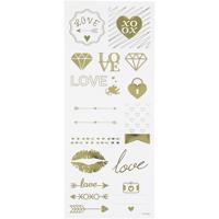 Creativ Company Stickers, love, vel 10x24 cm, ca. 14 stuk, goud, 1 vel