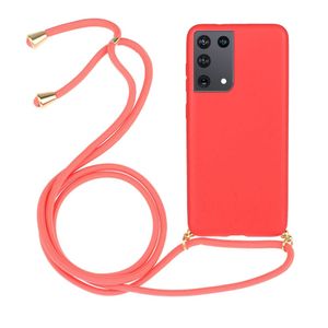 Lunso - Backcover hoes met koord - Samsung Galaxy S21 Ultra - Rood