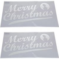 2x Kerst raamsjablonen/raamdecoratie Merry Christmas tekst 54 cm