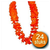 Oranje Versiering 24 stuks Oranje Krans Hawaii XL - thumbnail