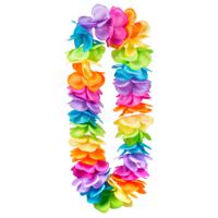 Toppers in concert - Hawaii krans/slinger - Tropische/zomerse kleuren mix - Grote bloemen blaadjes hals slingers - thumbnail