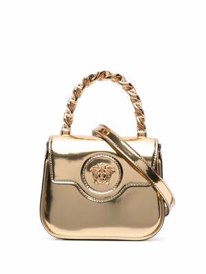 Versace mini sac La Medusa en cuir verni - Or