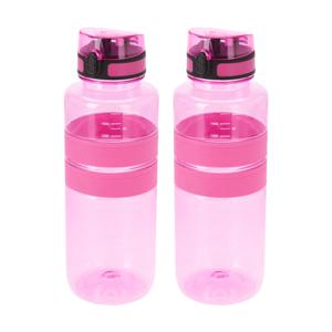 Drinkfles/waterfles/bidon - 2x - 1500 ml - roze - kunststof