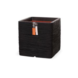 Capi plantenbak nature rib vierkant 30x30 cm zwart kblr902