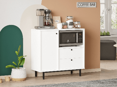 Commode REWONA 1 deur 2 lades wit