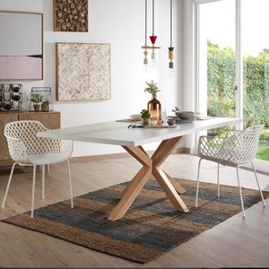 Kave Home Eettafel 'Argo' Eiken/Wit, 200 x 100cm