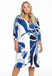 Yoek Jurk v-hals VIVIAN | Blauw | Maat 54/56