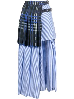 MSGM jupe asymétrique à imprimés multiples - Bleu