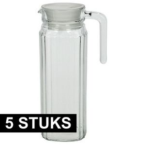 5x Glazen schenkkan met handvat 1,1 L   -