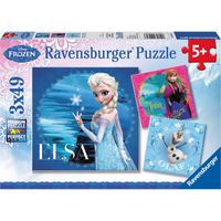 Disney Frozen: Elsa, Anna & Olaf puzzels, 3x 49 stukjes