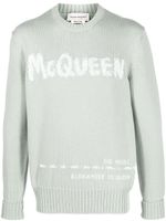 Alexander McQueen pull à logo en maille intarsia - Vert