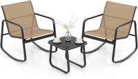 3-delige Tuinset met 2 Stoelen & Tafel Balkonset met Zachte Schommelbeweging Bruin