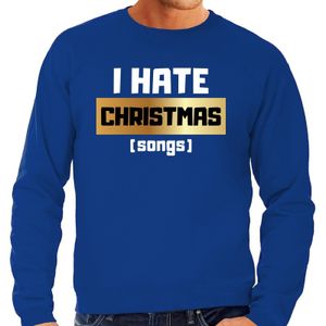 Foute Kersttrui I hate Christmas songs blauw voor heren