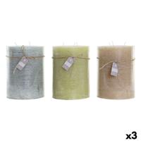 Kaars DKD Home Decor Blauw Bruin Groen 14,5 x 14,5 x 20 cm Vanille Was (3 Stuks)