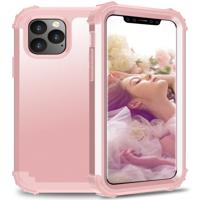 Voor iPhone 11 Pro PC + siliconen driedelige anti-drop mobiele telefoon bescherming Bback cover (Rose goud)