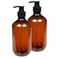 Benson Zeepdispenser - 2x - bruin - 500 ml - zeeppompje - D7 x H19 cm