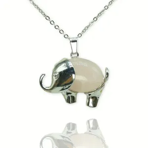 Verstelbare ketting met olifant en rozenkwarts - Sieraden - Spiritueelboek.nl