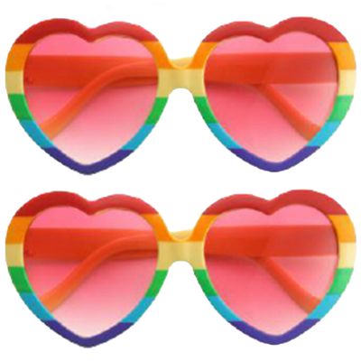Hippie Flower Power - Zonnebril - 2 stuks - hartjes glazen - regenboog kleuren