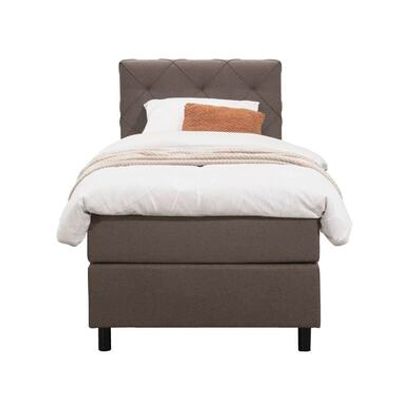 Boxspring Liv geruit - donkerbruin - 90x200 cm - ronde poot - Leen Bakker