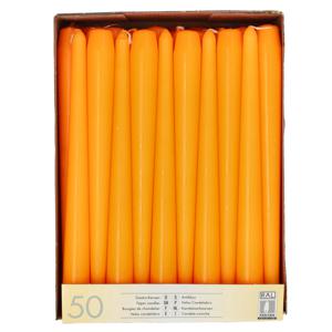 Dinerkaarsen/kandelaarkaarsen Mega pack - 50x stuks - oranje - Gotisch - 25 cm