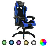 Racestoel met RGB LED-verlichting kunstleer blauw en zwart - thumbnail