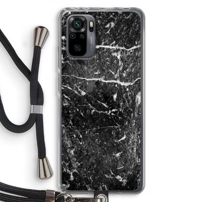 Zwart marmer: Xiaomi Redmi Note 10 Pro Transparant Hoesje met koord