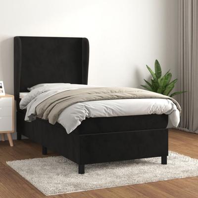 Boxspring met matras fluweel zwart 100x200 cm