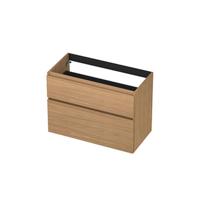 INK - Onderkast 2 Laden Greeploos met Houten Keerlijst A-symmetrisch - 900x450x650 Mm - Blank Eiken