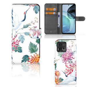 Motorola Moto G72 Telefoonhoesje met Pasjes Bird Flowers