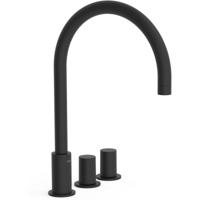 Wastafelkraan Tres Study | Opbouw | Draaibare uitloop | Mengkraan | Hoog model | 2-knops | Rond | Zwart mat