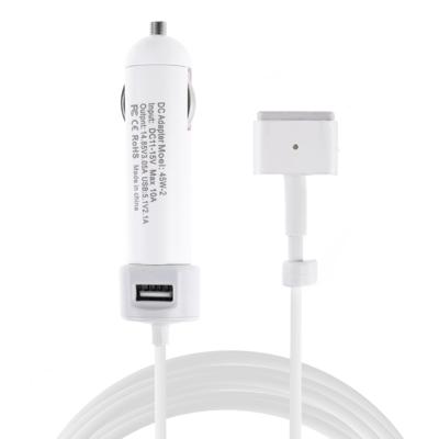 45W-2 5.1 V 2.1 A USB interface autolader met 14.85 V 3.05 A T MagSafe 2 interface data kabel (wit)