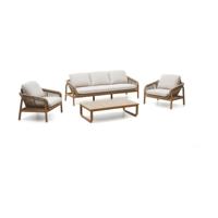 Kave Home Vellana loungeset Beige accaciahout