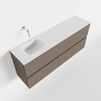 Toiletmeubel Mondiaz Ada | 120 cm | Meubelkleur Smoke | Lex wastafel Talc Links | Zonder kraangat