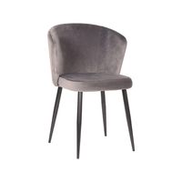 LABEL51 Eetkamerstoel Wave - Grijs - Fluweel - Black Frame