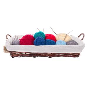 Rieten mand - gevlochten riet - bruin - 60 x 40 x 16 cm - opbergmand